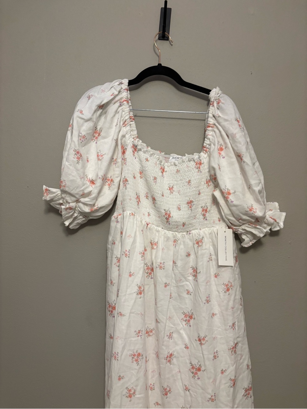 Livvy 100% Cotton Dress in Off White/Pink Floral (Fully Lined) -Bump Friendly L - Picture 7 of 11